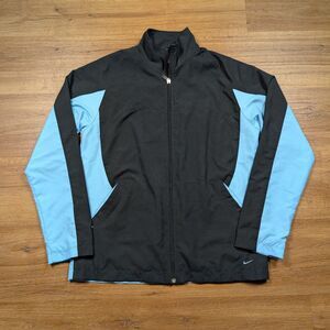 Vintage Y2k Nike Track Jacket Womens Medium Black Blue Full Zip Mesh Lined